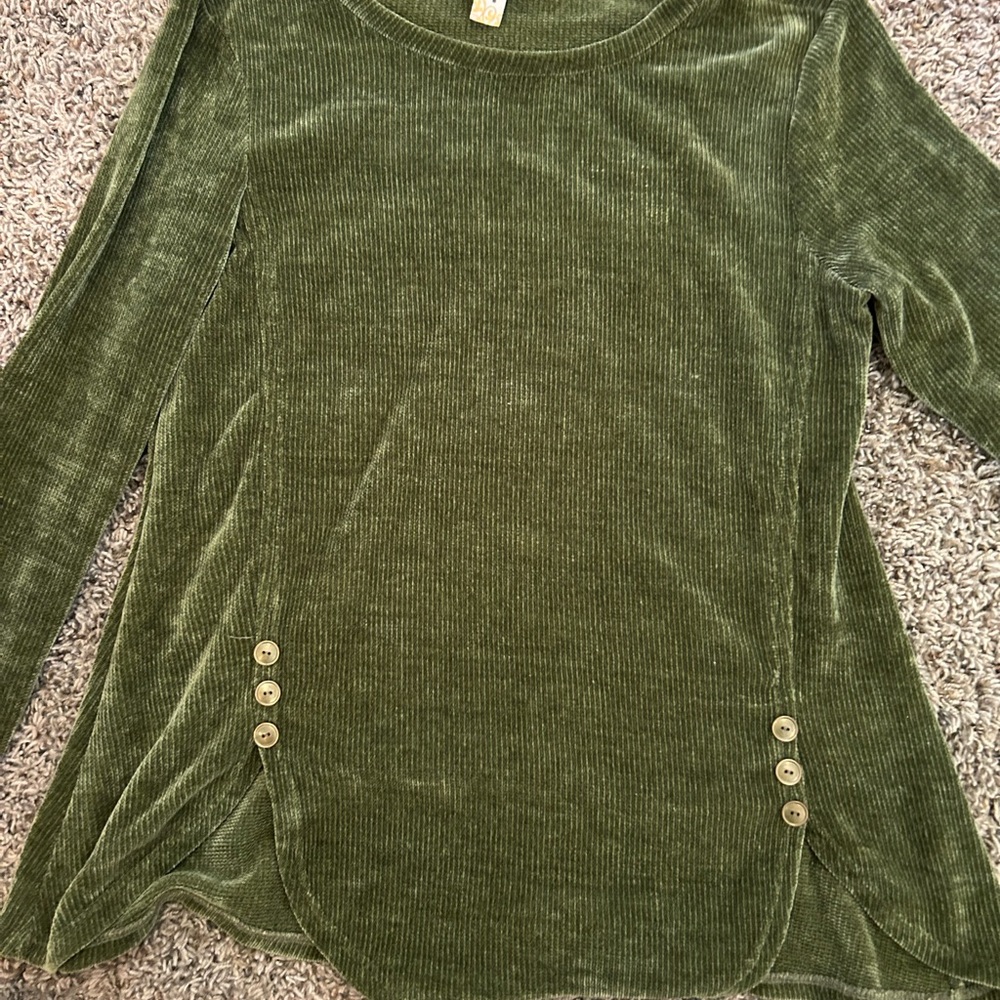 Olive Green Ribbed Long Sleeve Top